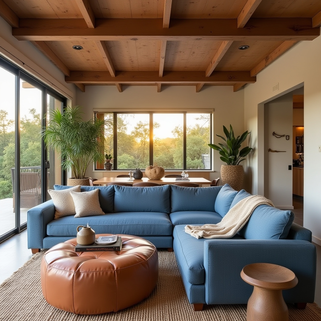 blue and terracotta living room 38