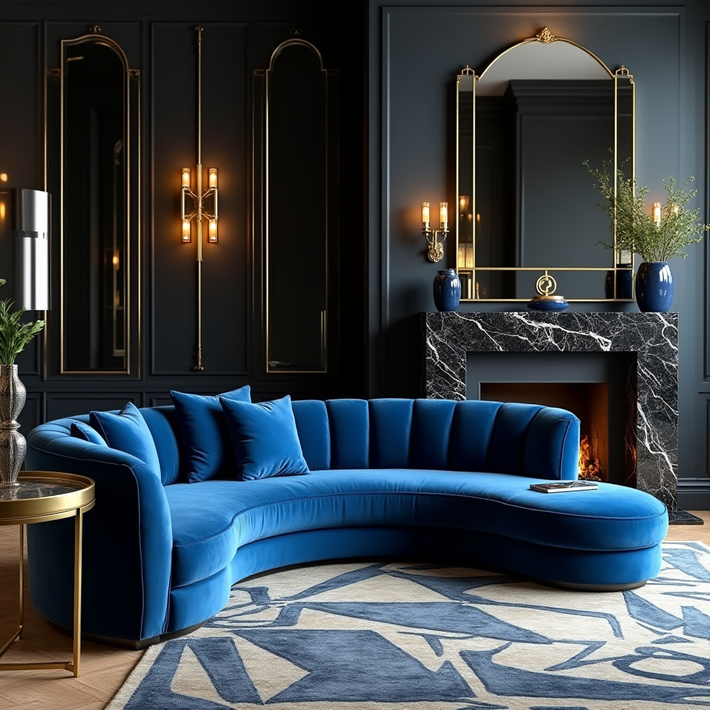 blue couch living room ideas 23