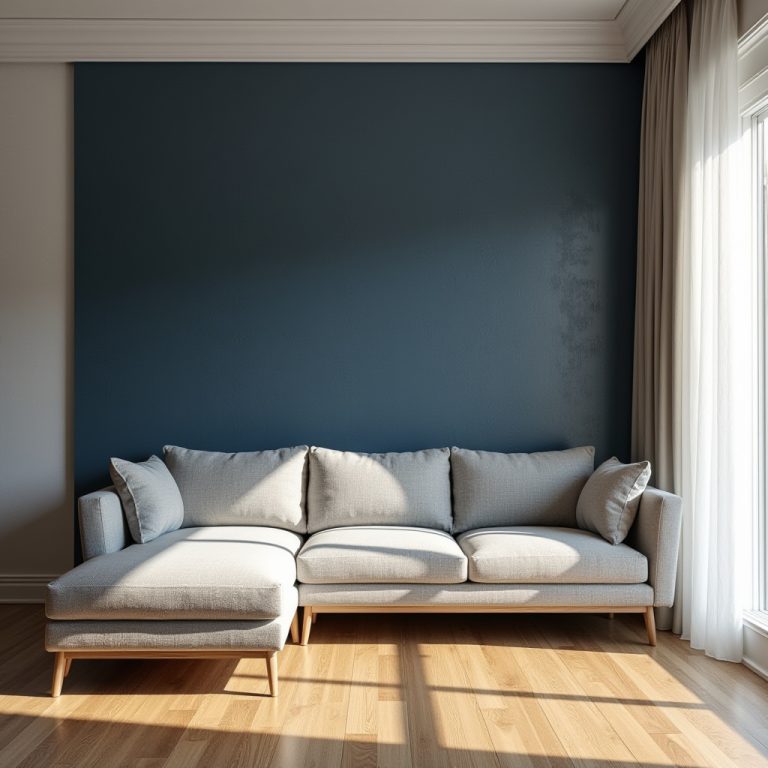 blue feature wall living room 1