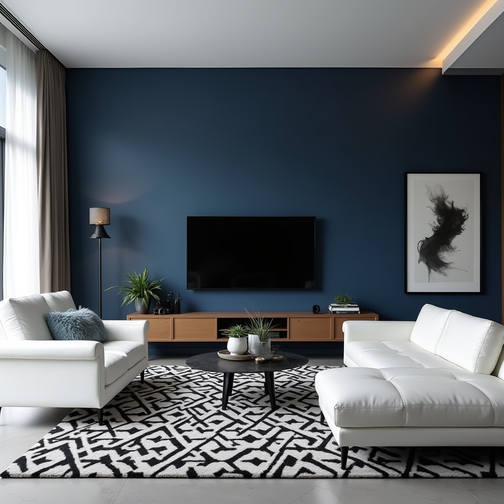 blue feature wall living room 11