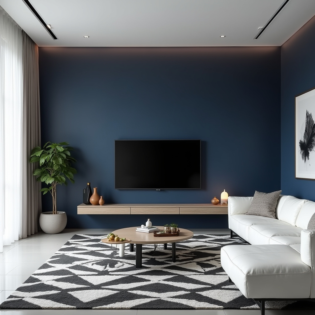 blue feature wall living room 12