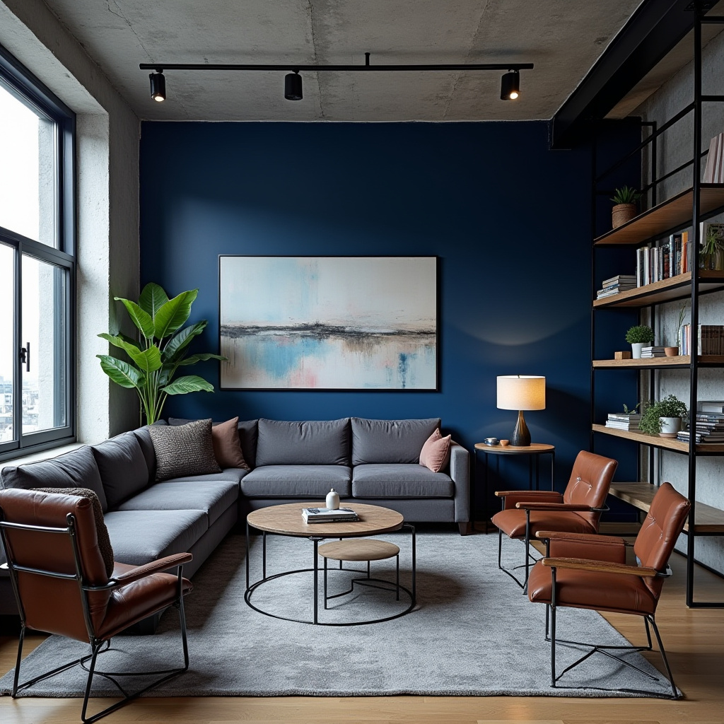blue feature wall living room 19