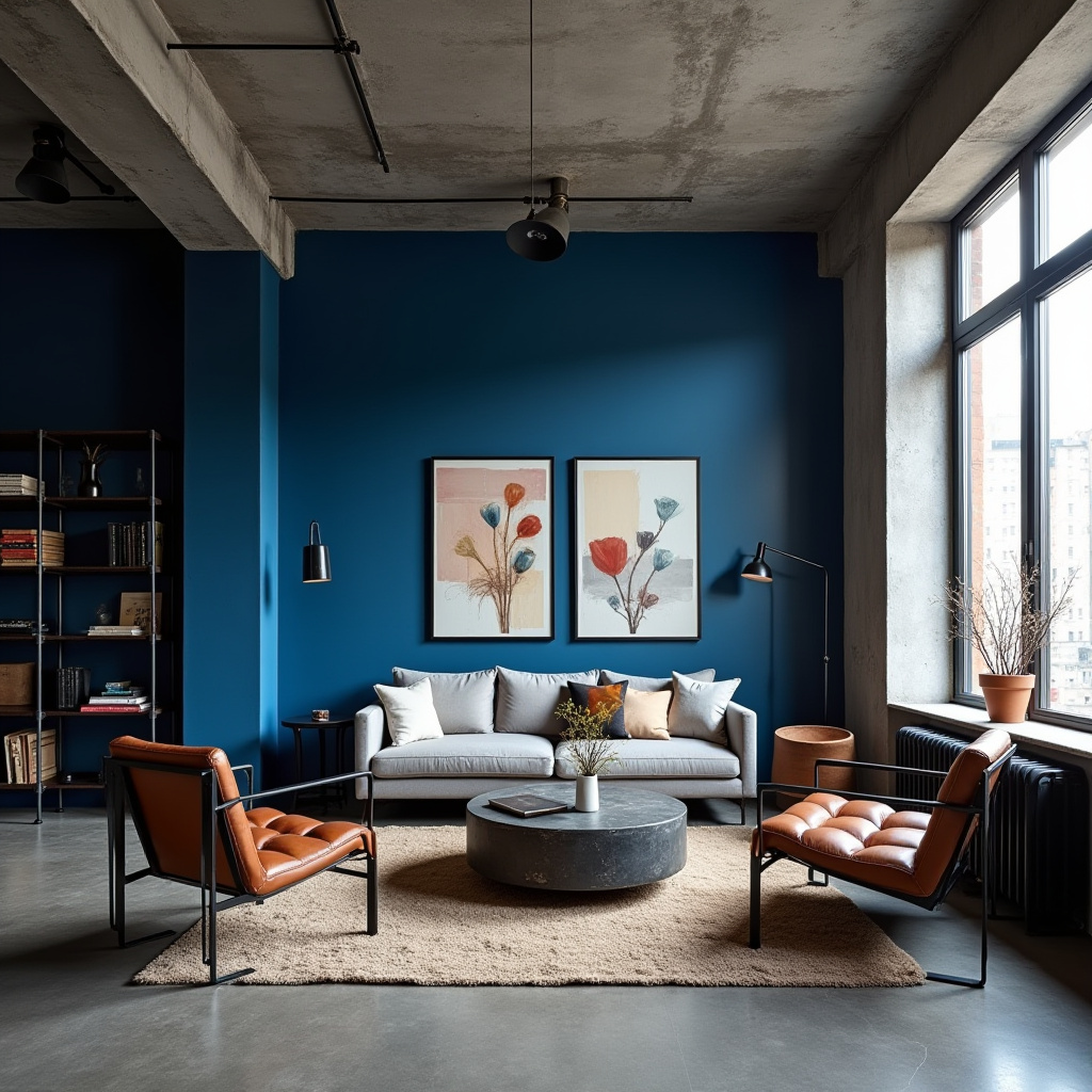 blue feature wall living room 20