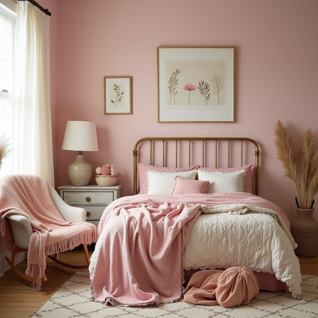 boho pink nursery 13