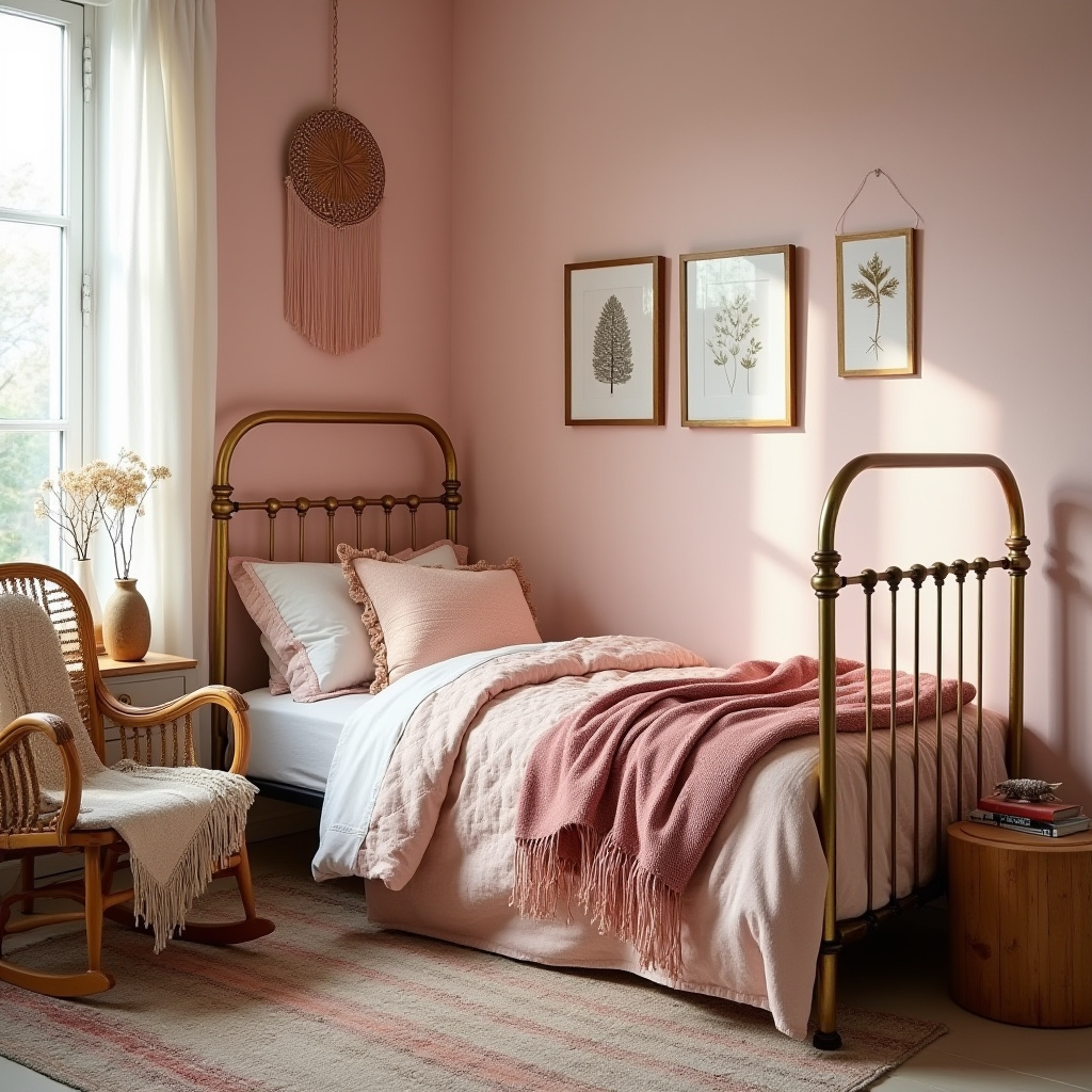 boho pink nursery 14