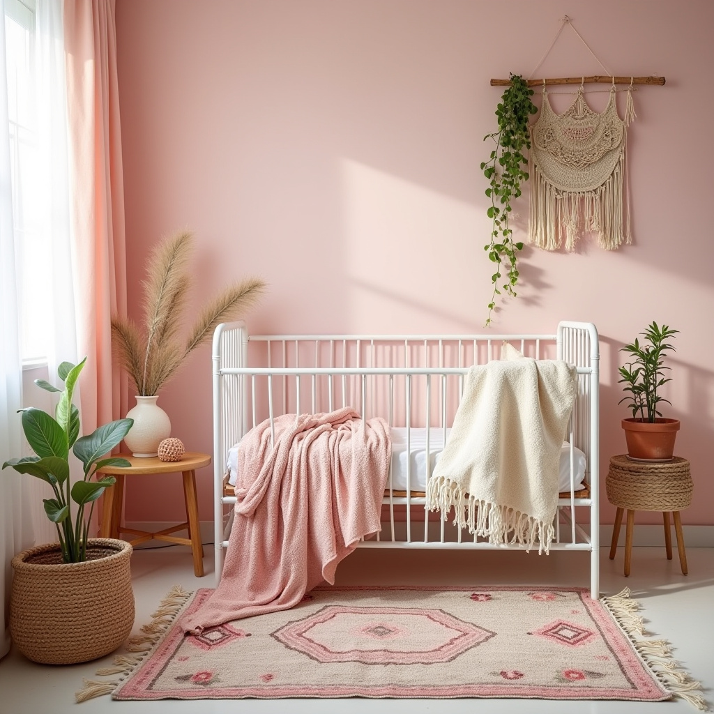 boho pink nursery 24