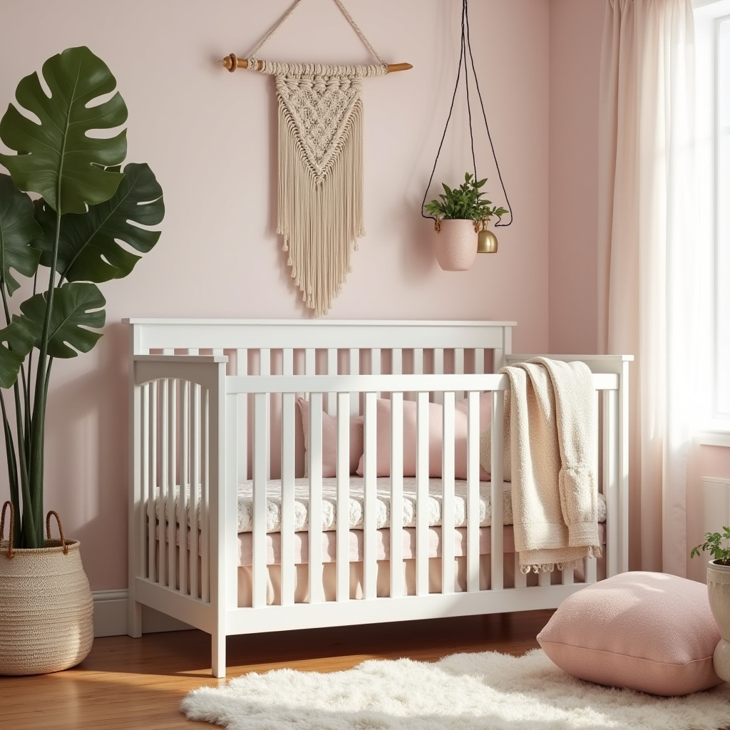 boho pink nursery 36