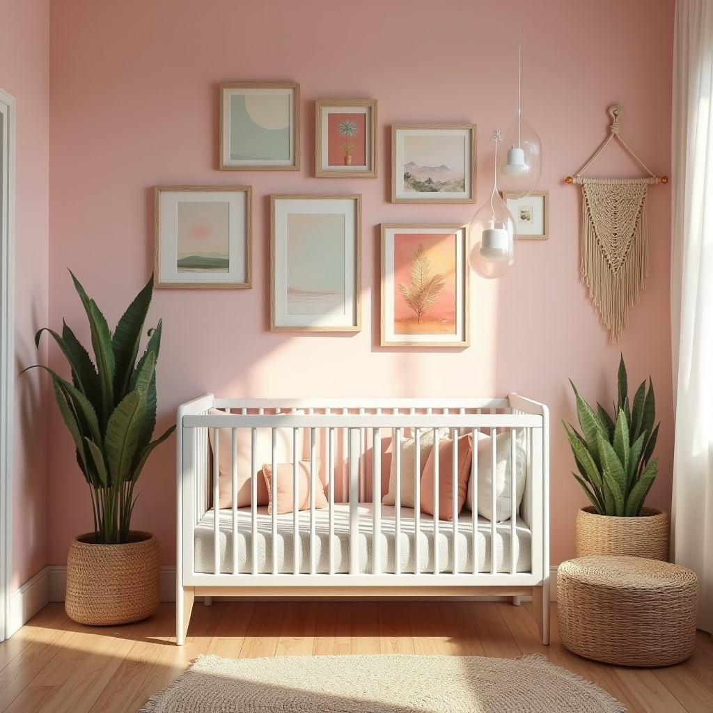 boho pink nursery 39