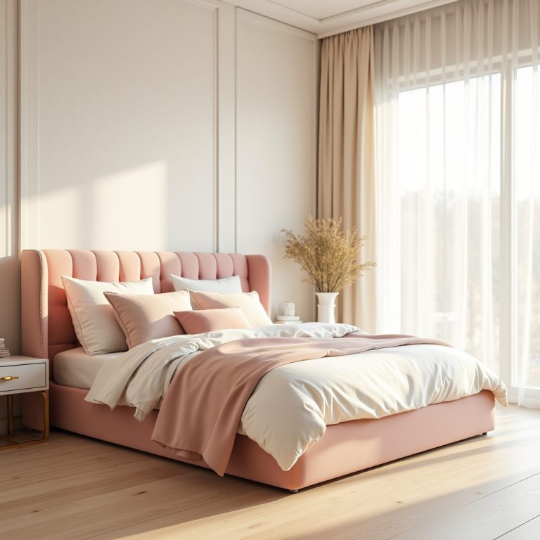 cream and pink bedroom 1