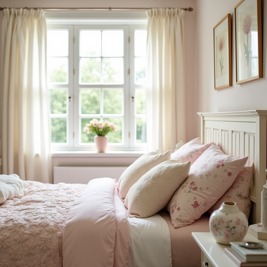 cream and pink bedroom 33