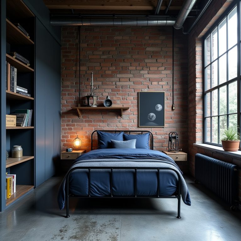 dark blue boys bedroom 1