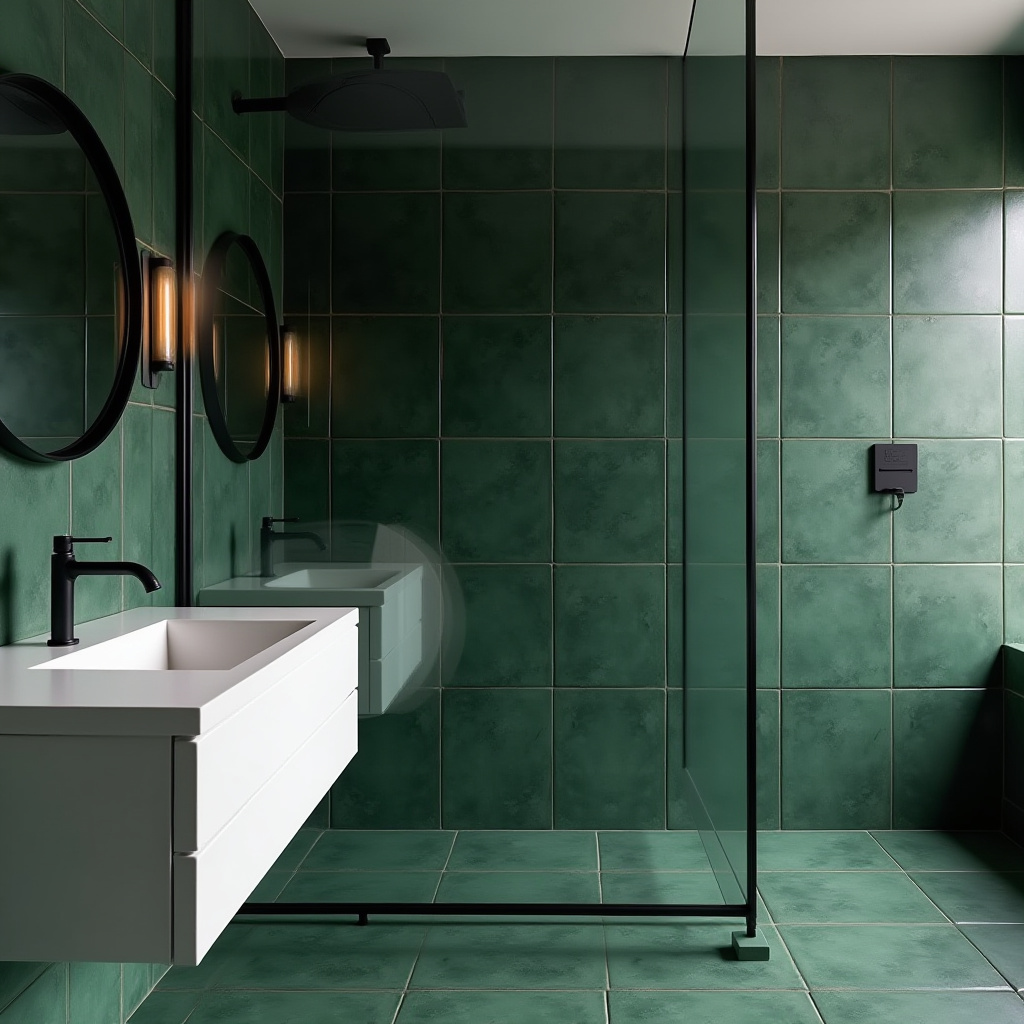 dark green tile bathroom 25