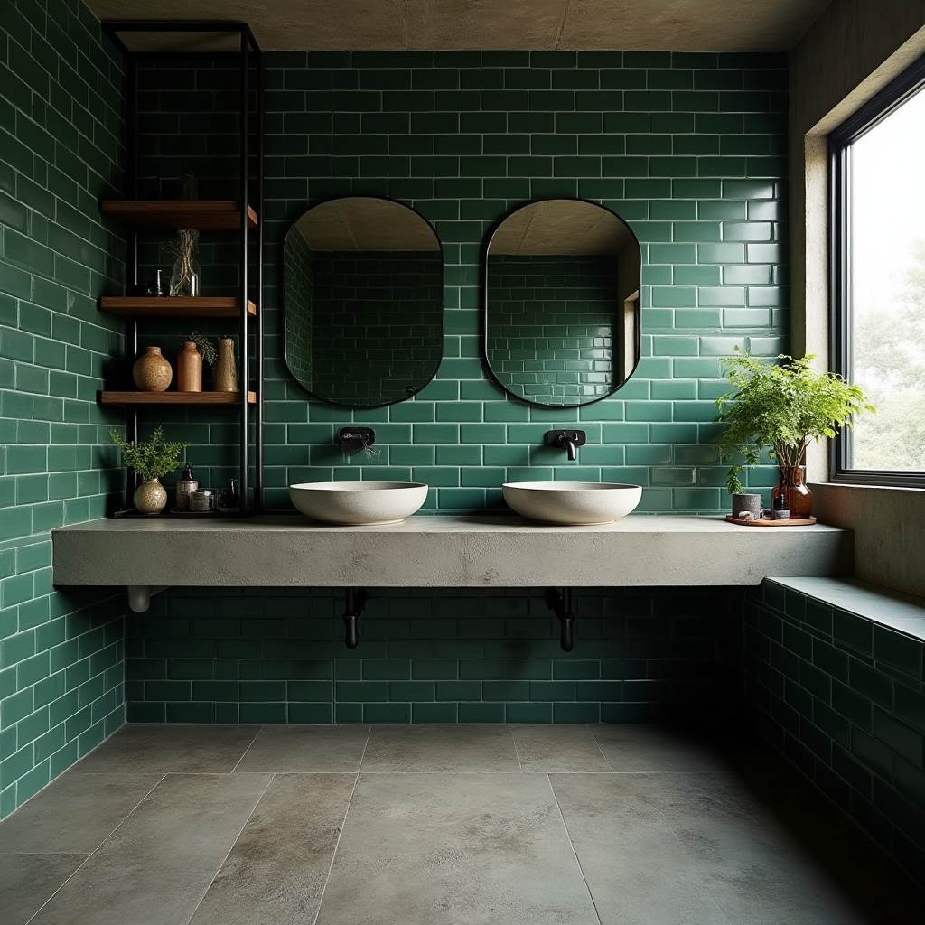 dark green tile bathroom 35