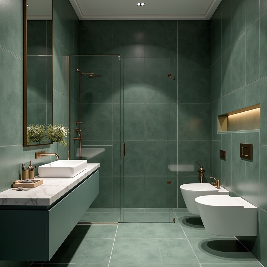 dark green tile bathroom 40