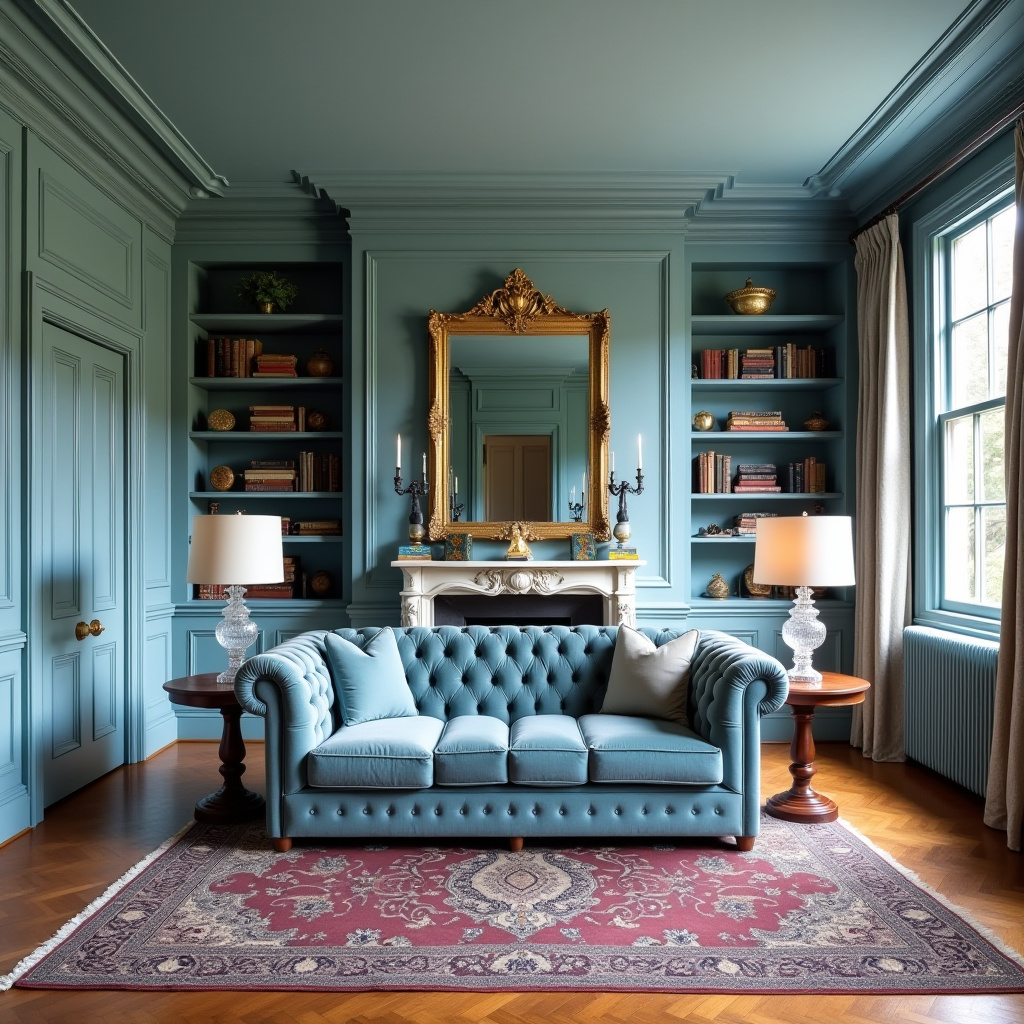 dusty blue living room 20