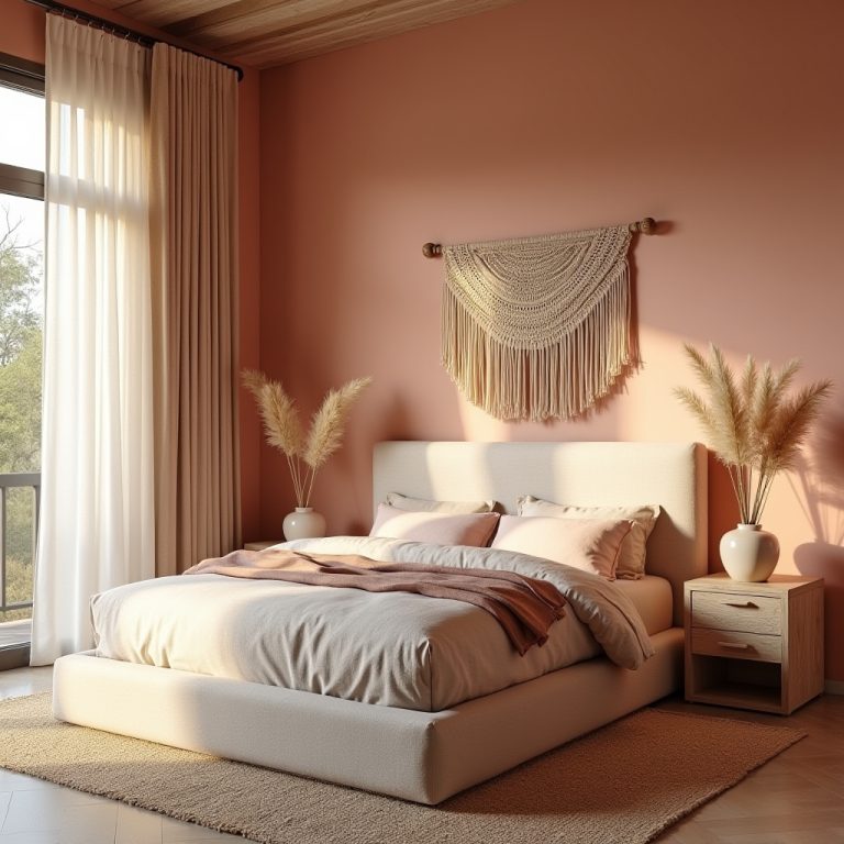 earthy pink bedroom 1