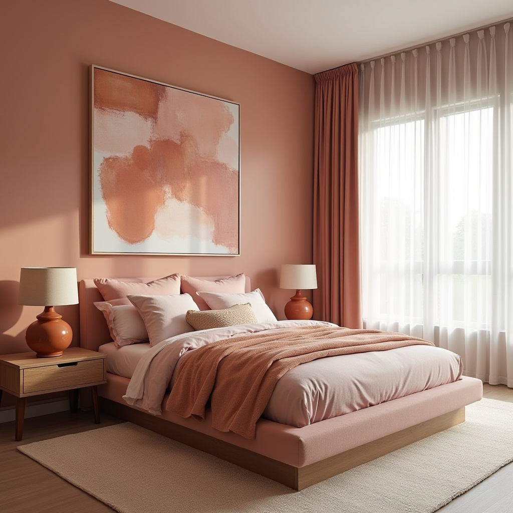earthy pink bedroom 11
