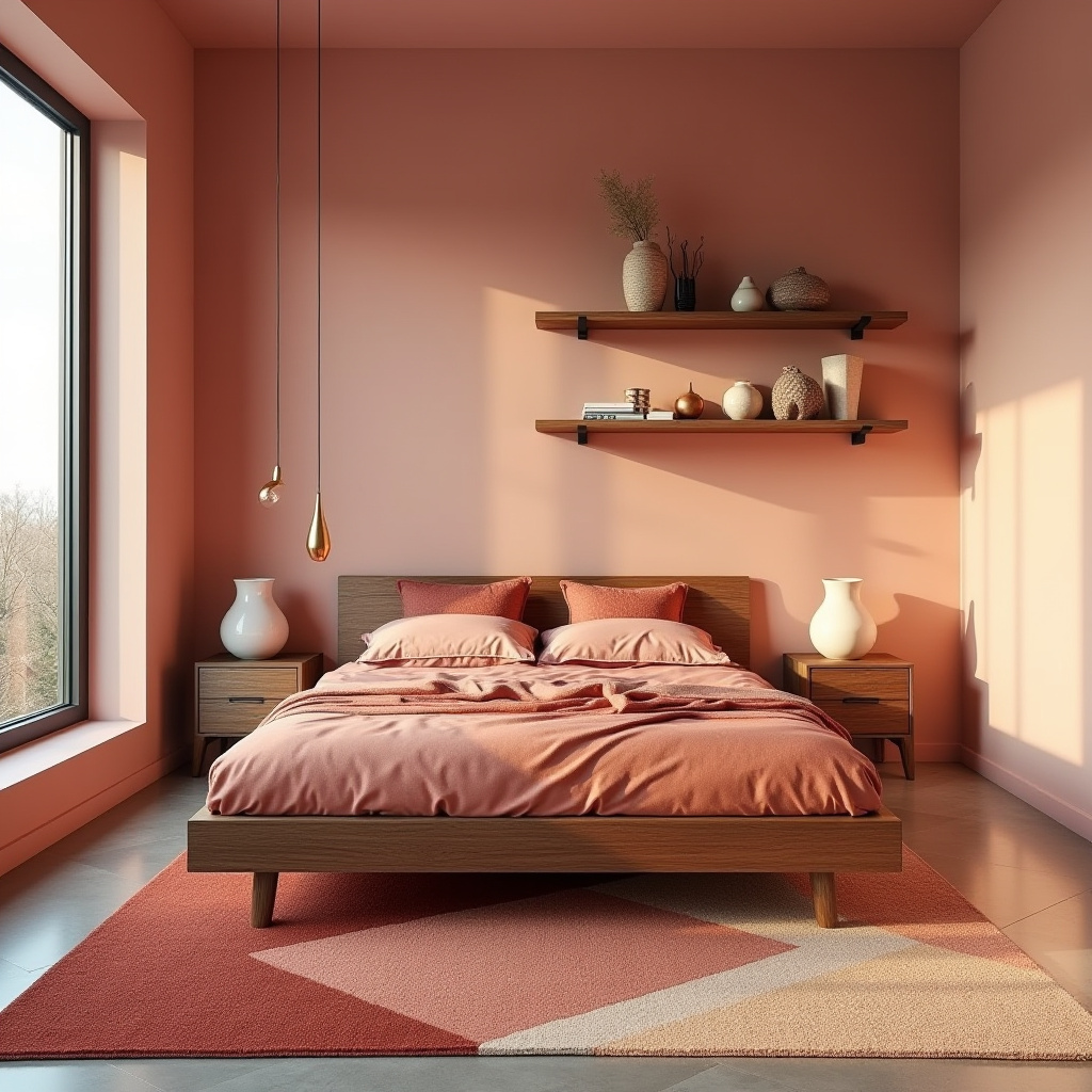 earthy pink bedroom 13