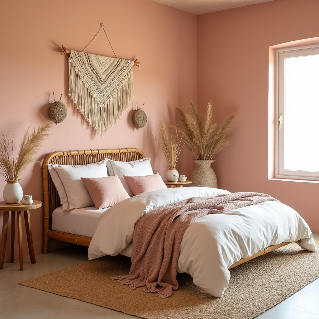 earthy pink bedroom 16