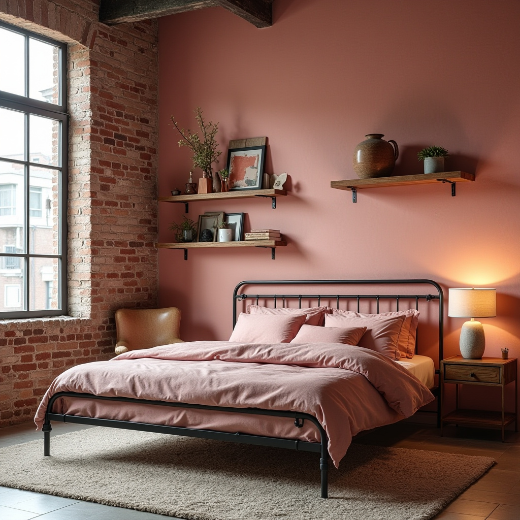 earthy pink bedroom 17