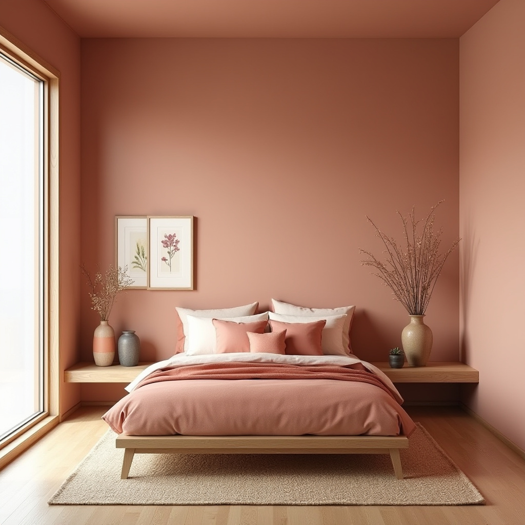 earthy pink bedroom 19