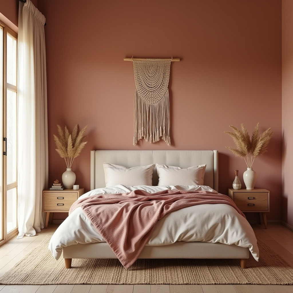 earthy pink bedroom 2