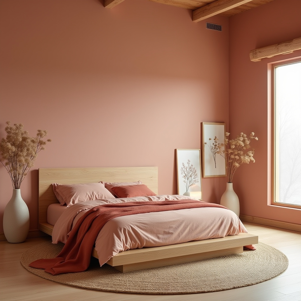 earthy pink bedroom 20