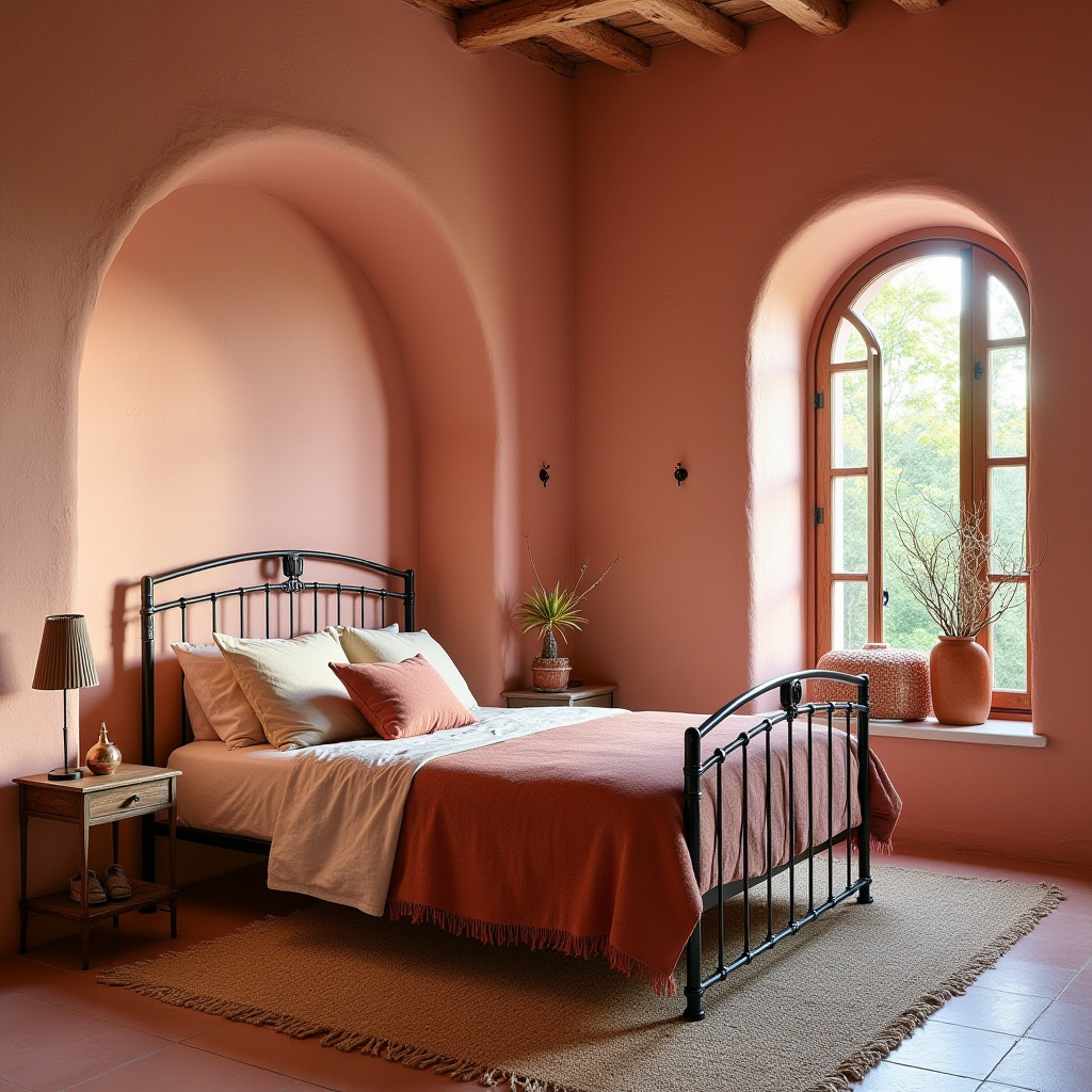 earthy pink bedroom 22