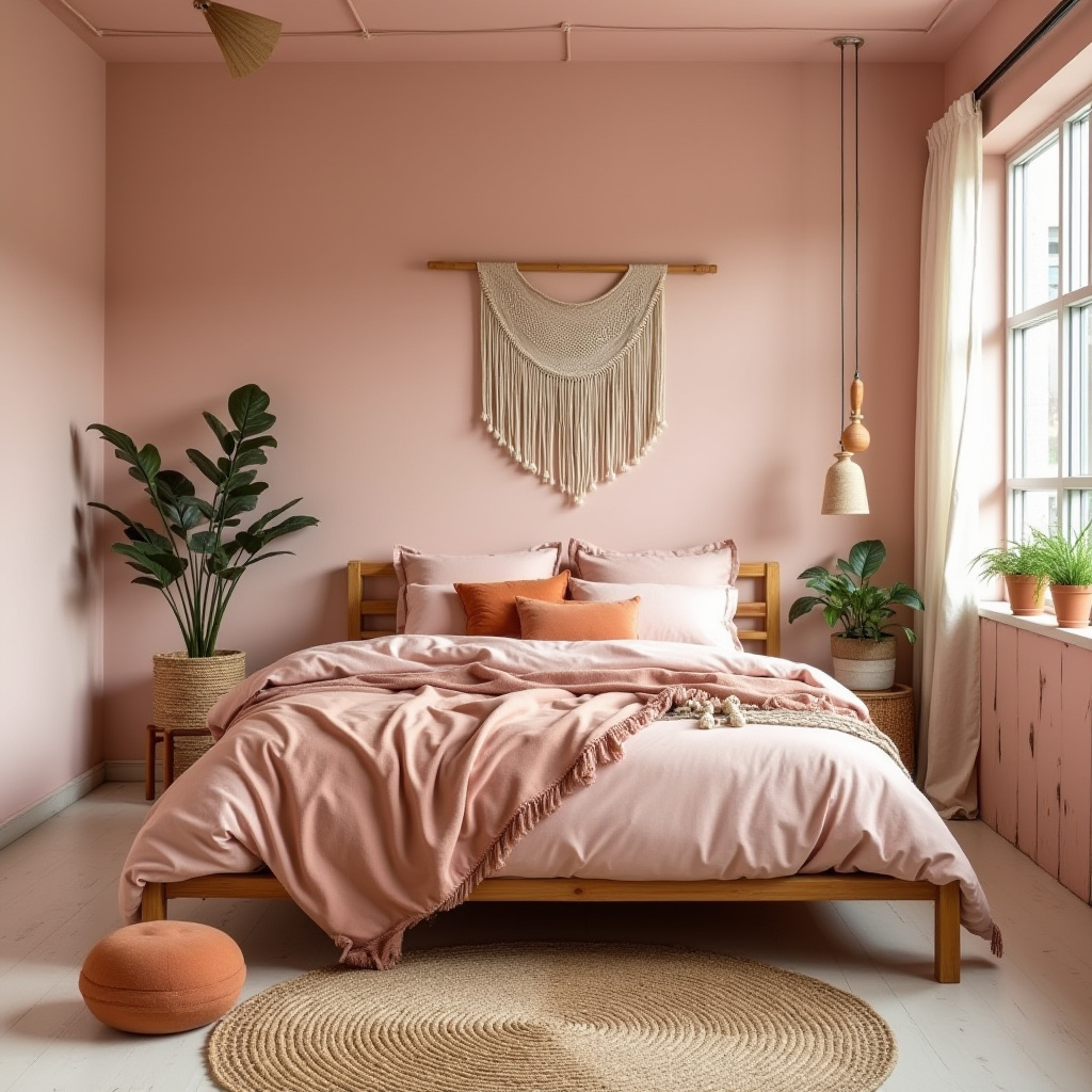 earthy pink bedroom 23