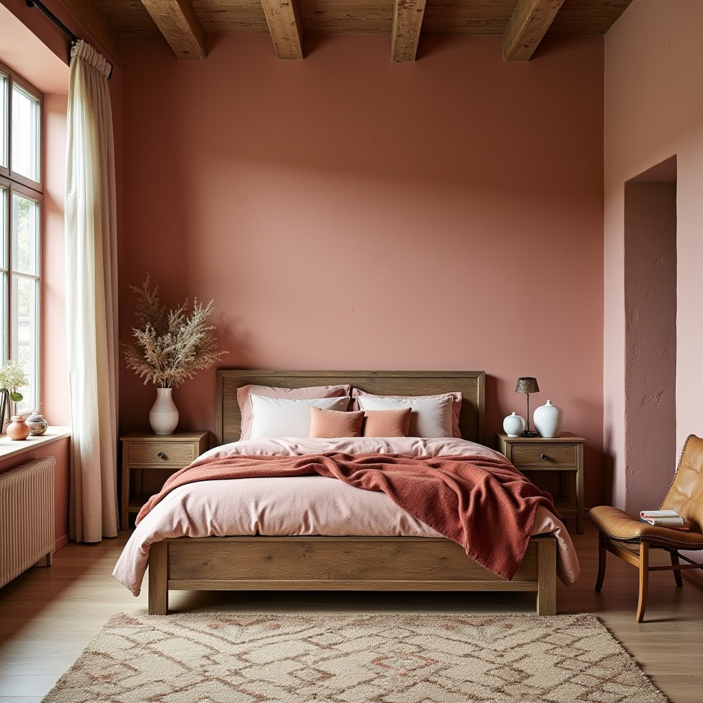 earthy pink bedroom 27