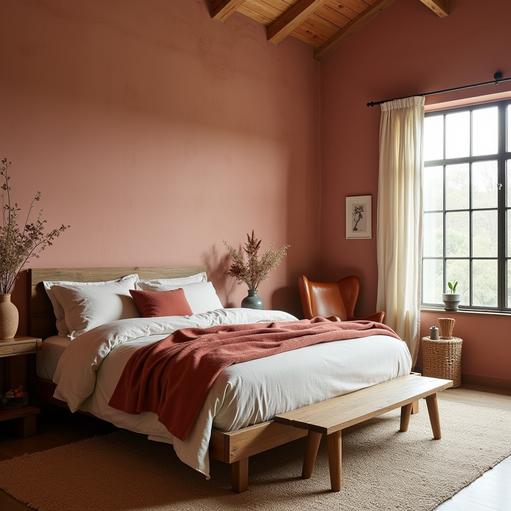earthy pink bedroom 28