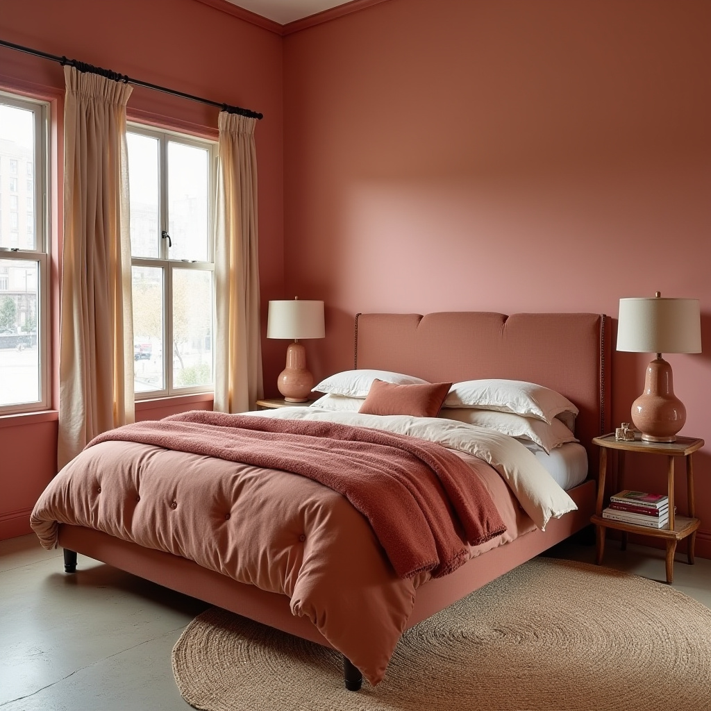 earthy pink bedroom 33