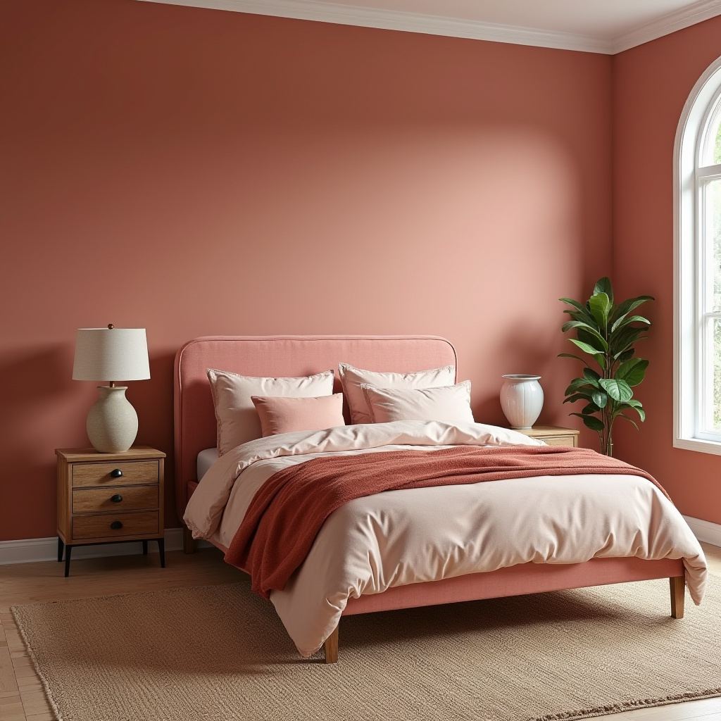 earthy pink bedroom 34