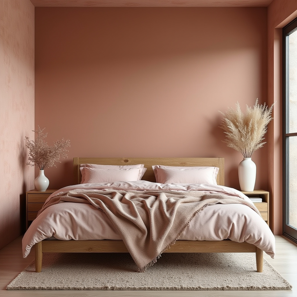 earthy pink bedroom 36