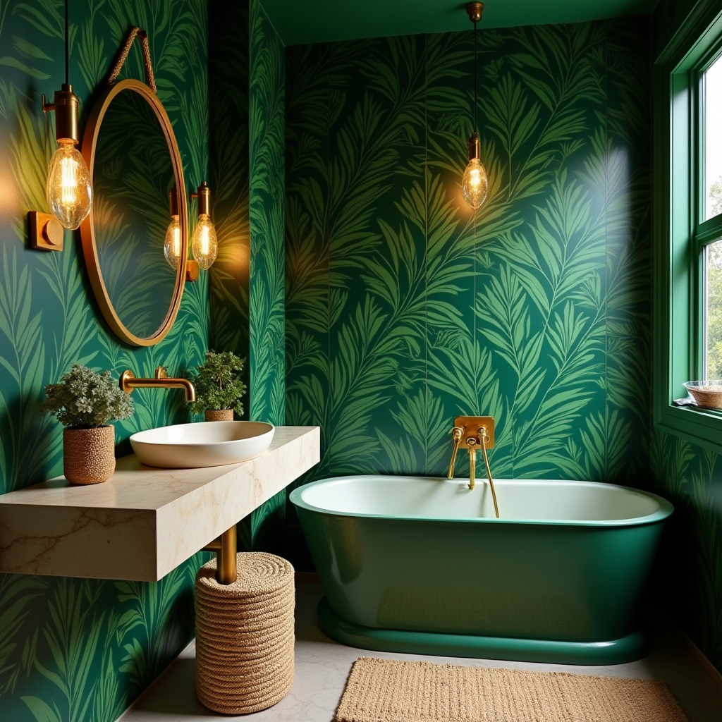 green and gold bathroom ideas 15
