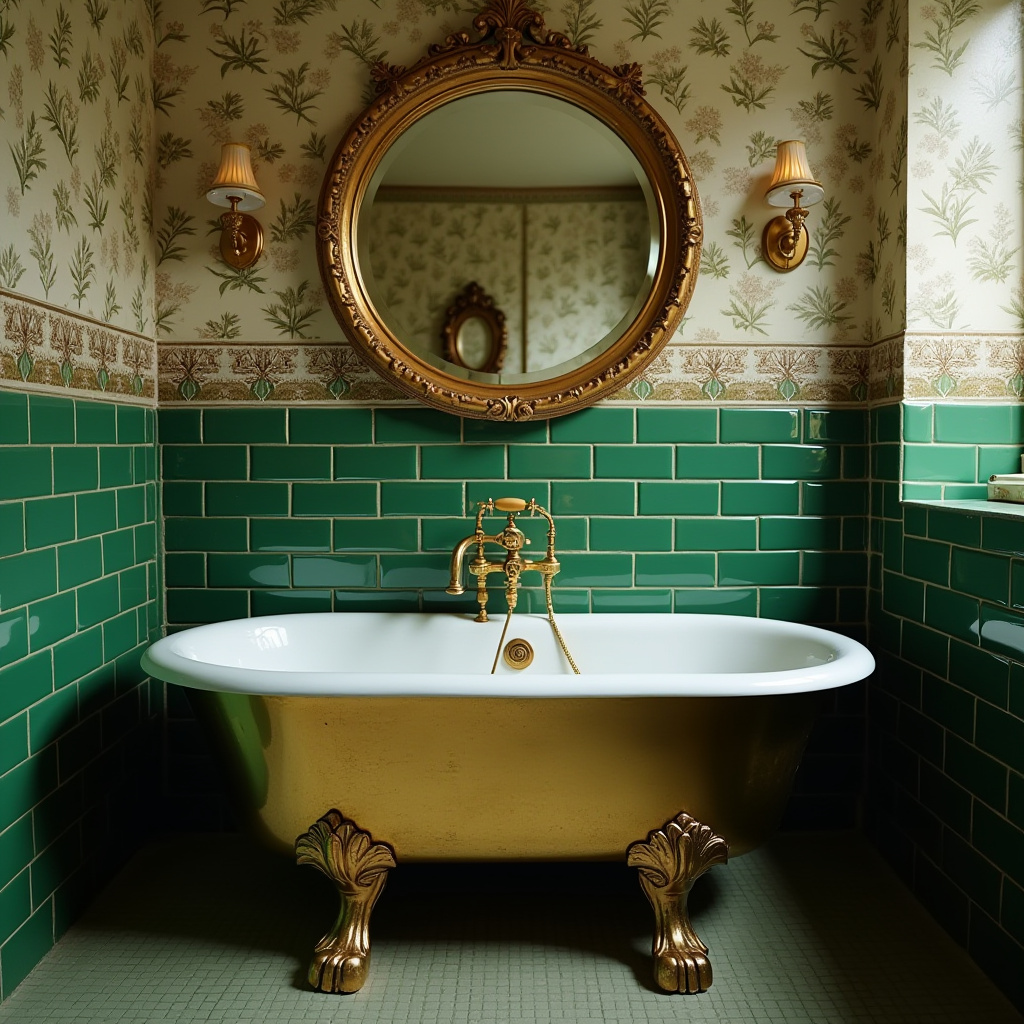 green and gold bathroom ideas 21