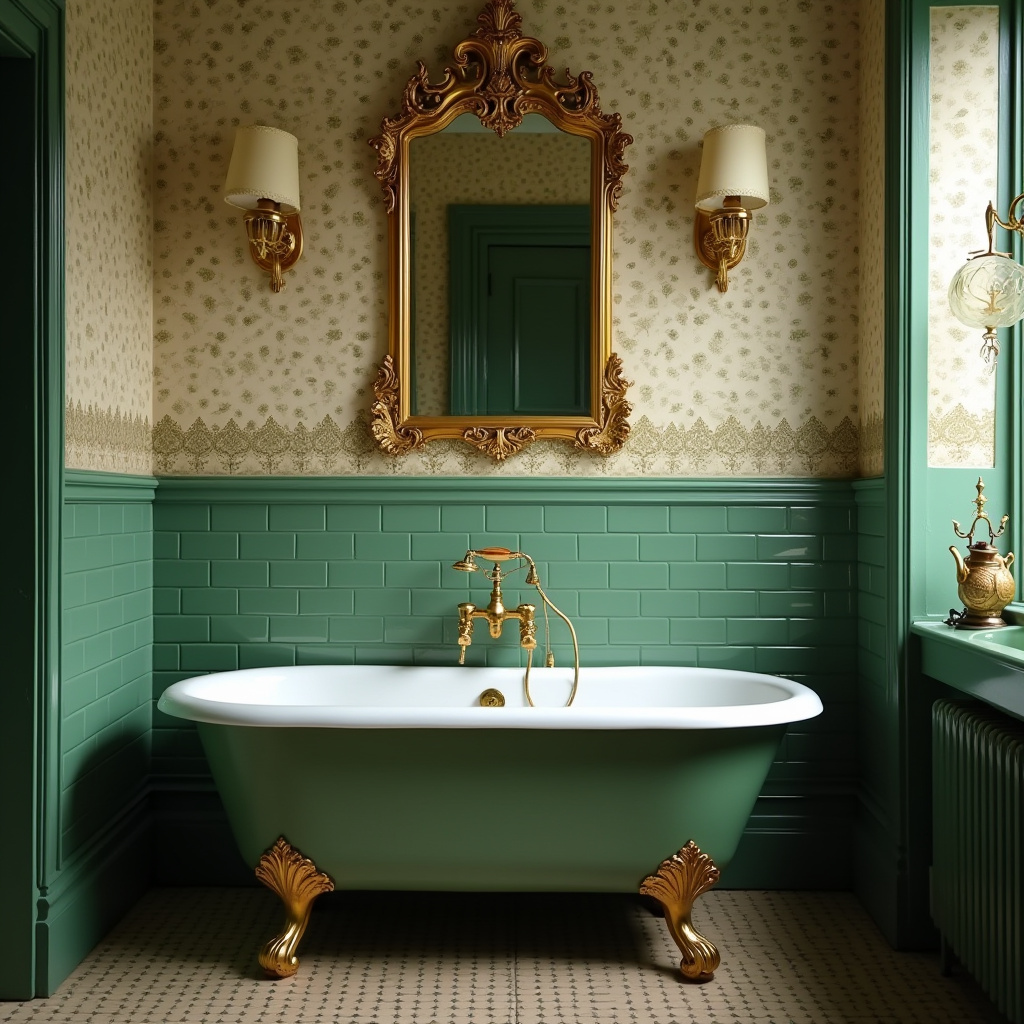 green and gold bathroom ideas 22