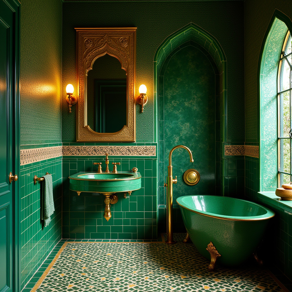 green and gold bathroom ideas 25