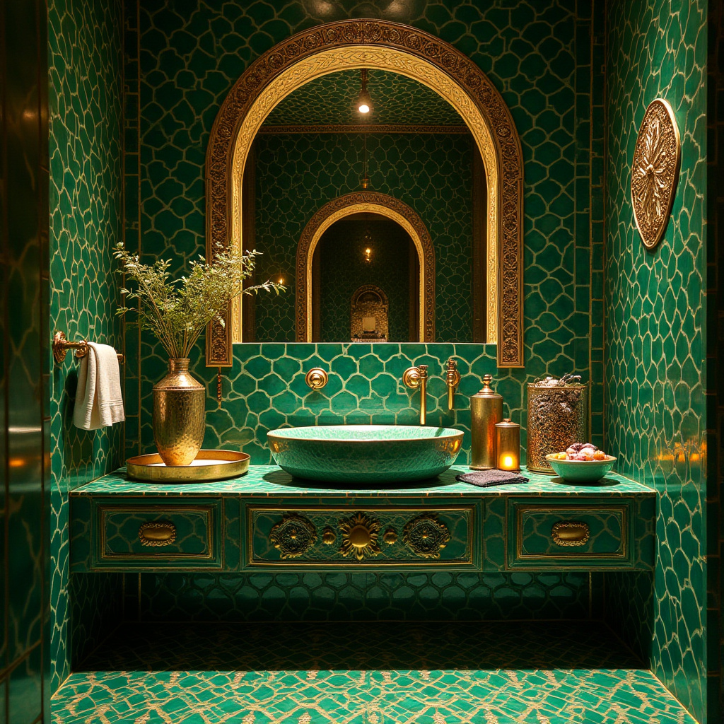 green and gold bathroom ideas 26