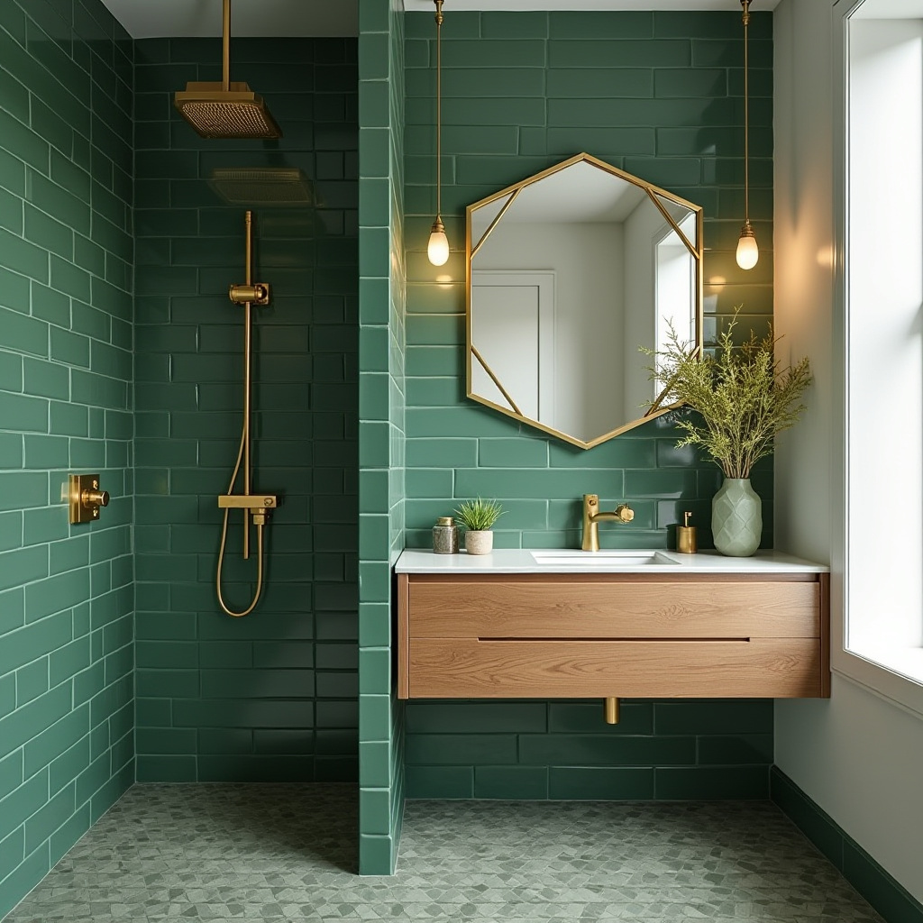 green and gold bathroom ideas 4