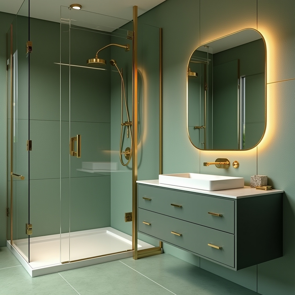 green and gold bathroom ideas 9