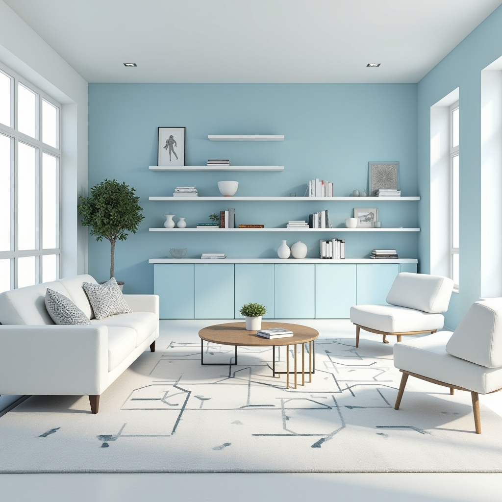 light blue accent wall living room 14