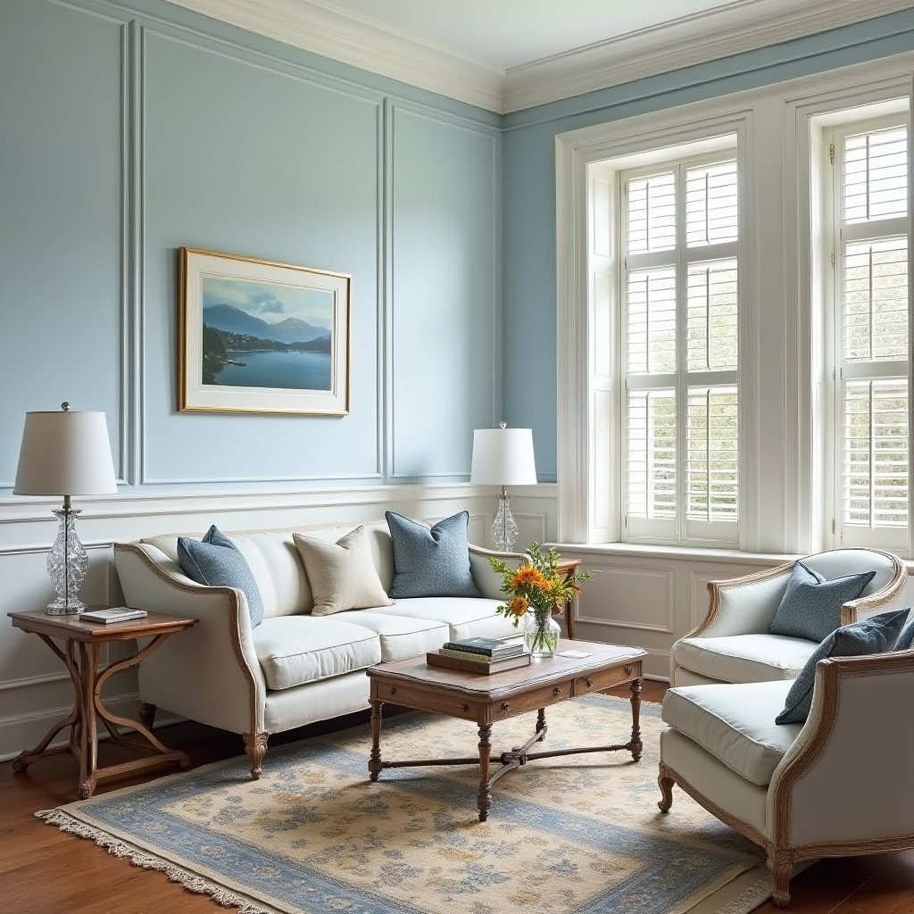 light blue accent wall living room 16