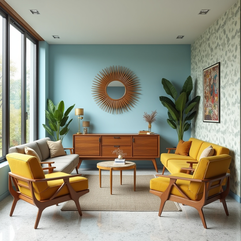 light blue accent wall living room 17