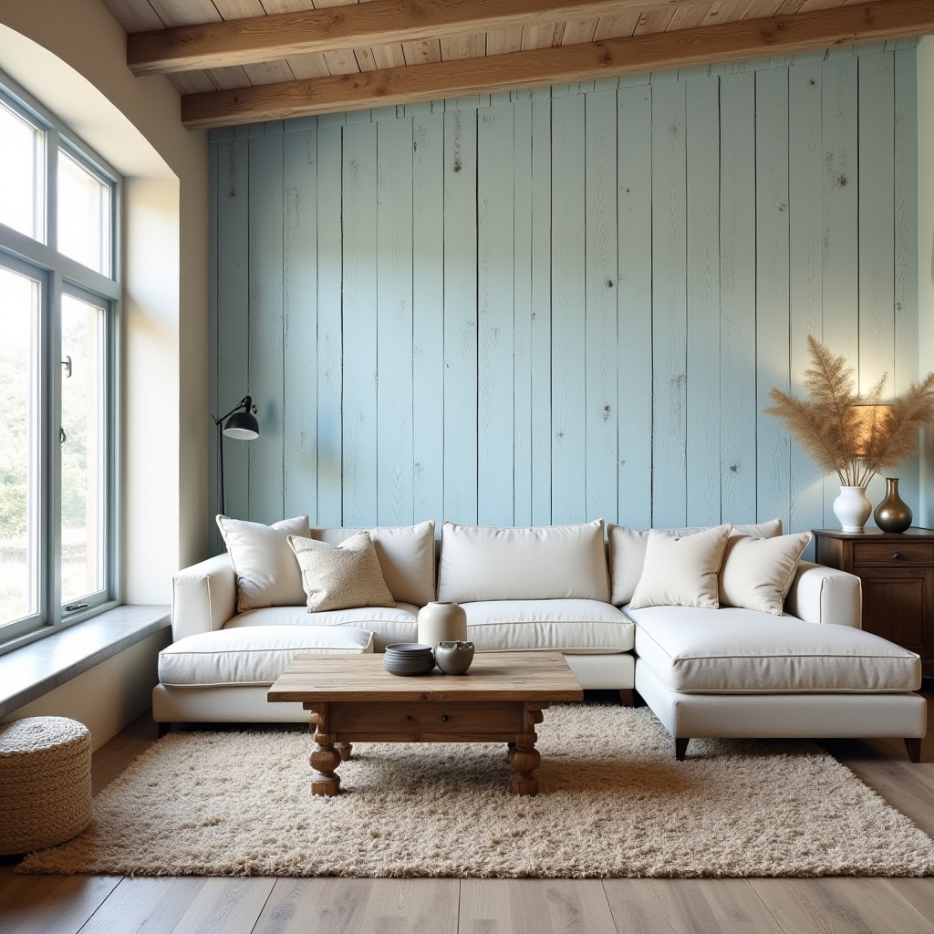 light blue accent wall living room 19