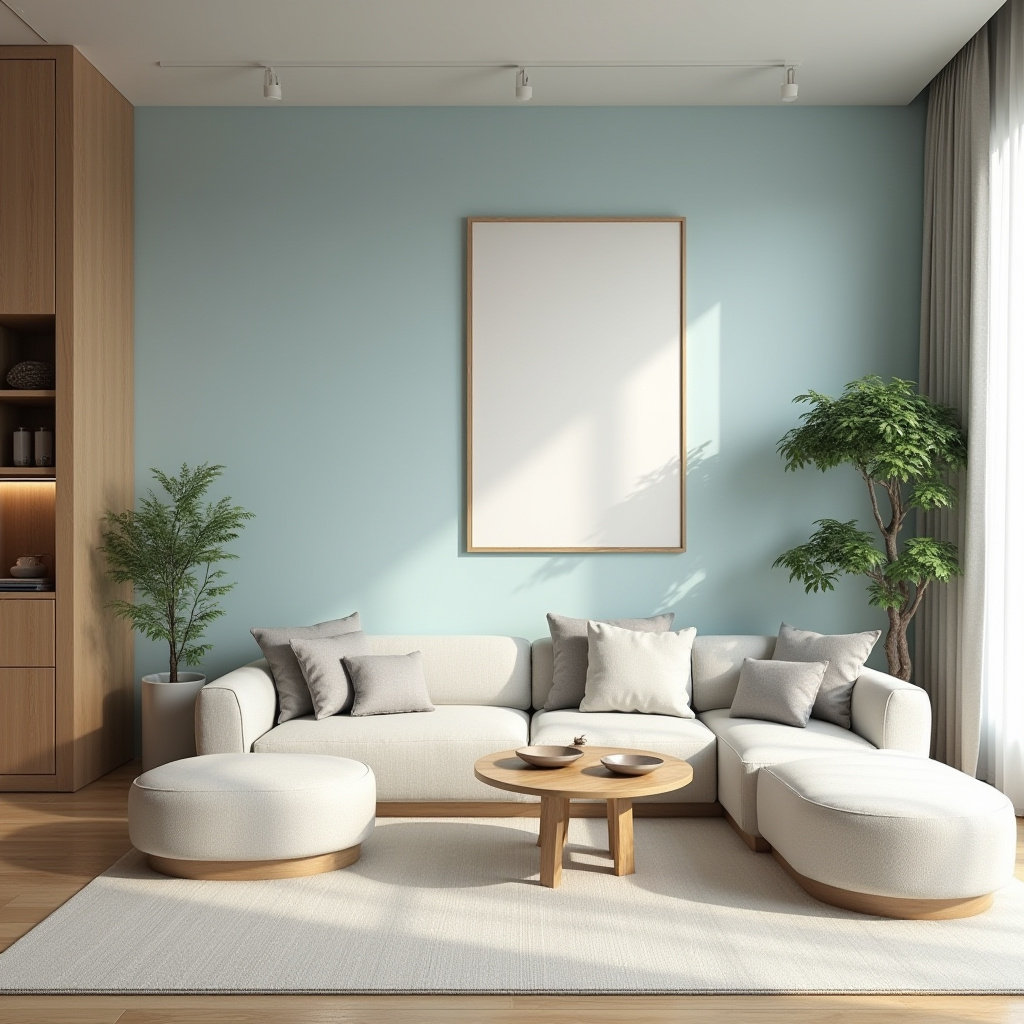 light blue accent wall living room 21