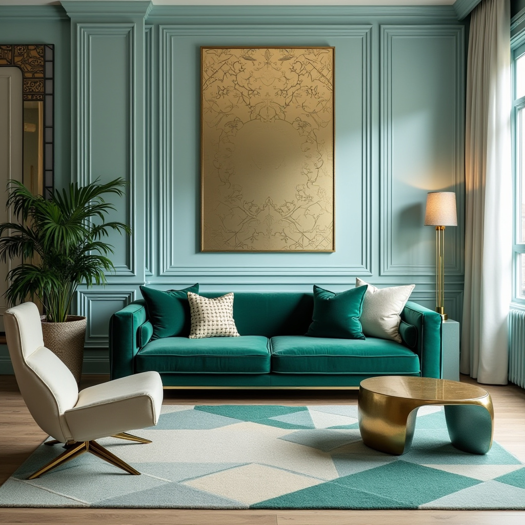 light blue accent wall living room 23