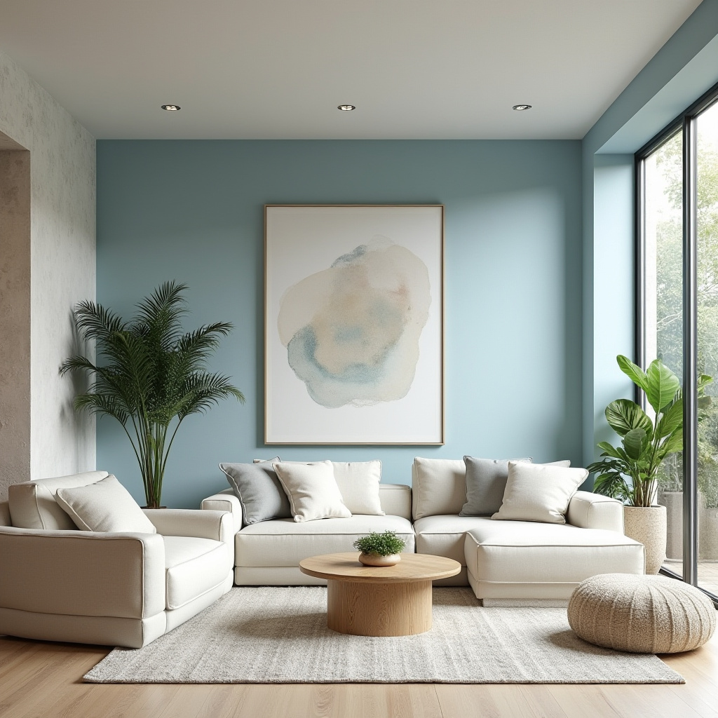 light blue accent wall living room 28
