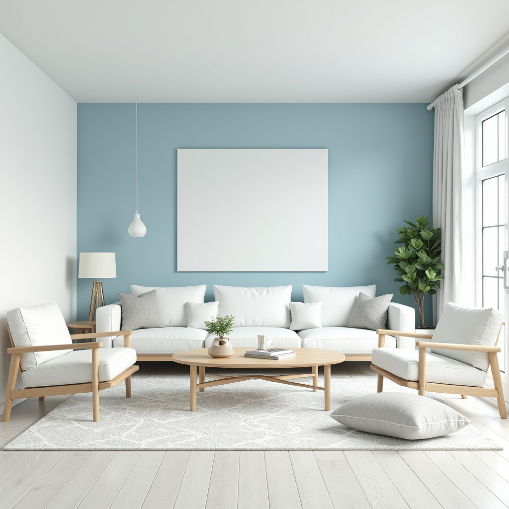 light blue accent wall living room 32