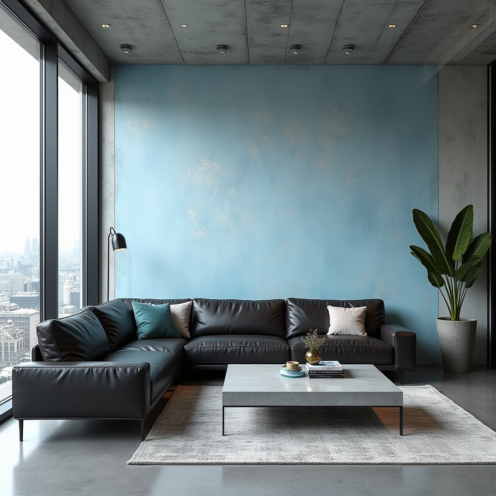 light blue accent wall living room 33